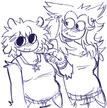 bfdi, sketch of four and x as humans (?) in bathing suits