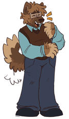 commission for awoouf who is really awesome i love his artwork! this drawing is old (10/2024 roughly) but i still draw dogs+clothes in a similar way so i thought it was worth including